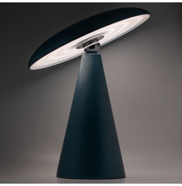 Bureaulamp Mush LED op accu mat blue dots, afneembare kap