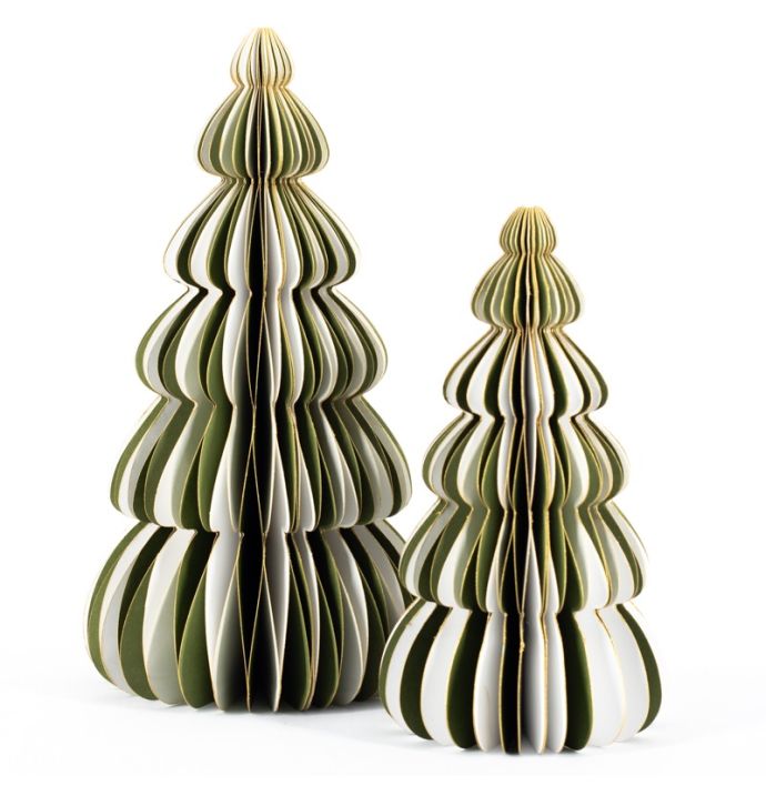 Papieren kerstboom wit met groen