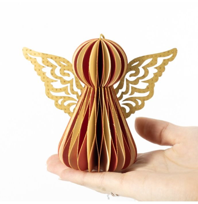 Papieren engeltje met vleugels rood met wit