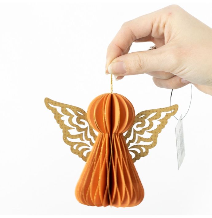 Papieren engeltje met vleugels oranje
