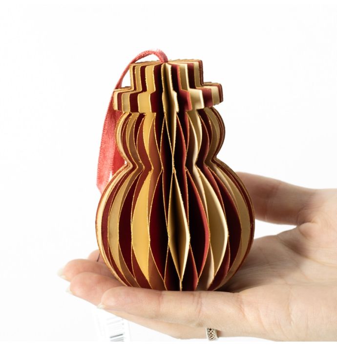 Papieren honeycomb sneeuwpop rood met wit