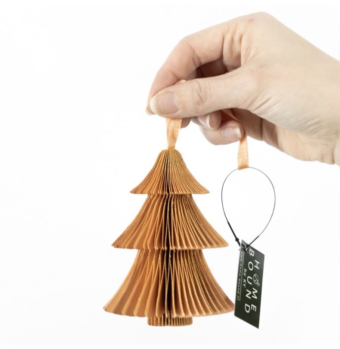 Papieren honeycomb kerstboom oranje