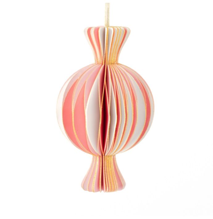 Papier honeycomb snoepje roze met wit