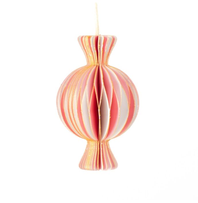 Papier honeycomb snoepje roze met wit