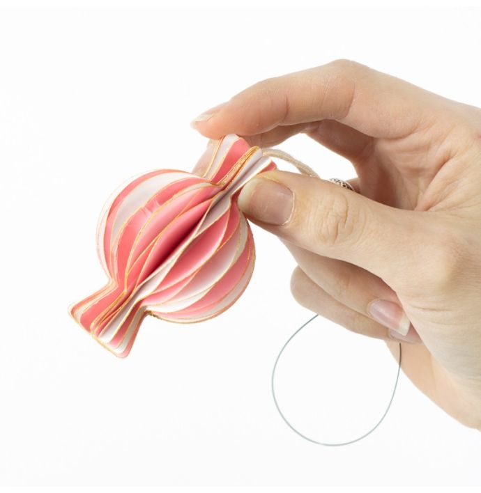 Papier honeycomb snoepje roze met wit