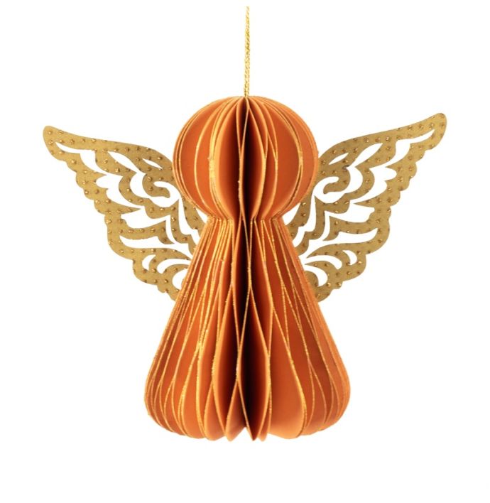 Papieren engeltje met vleugels oranje