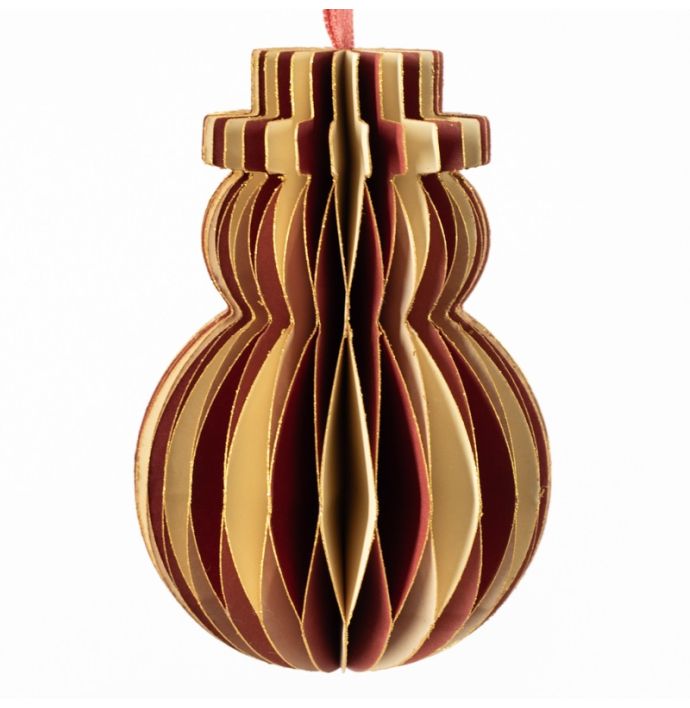 Papieren honeycomb sneeuwpop rood met wit