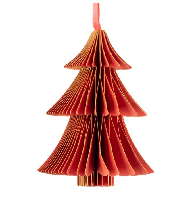 Papieren honeycomb kerstboom rood