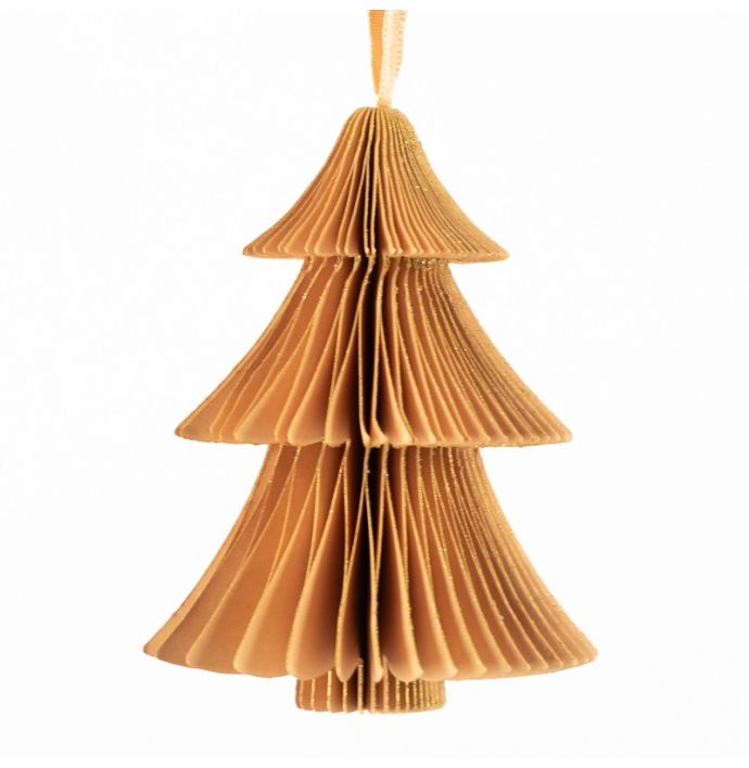 Papieren honeycomb kerstboom oranje
