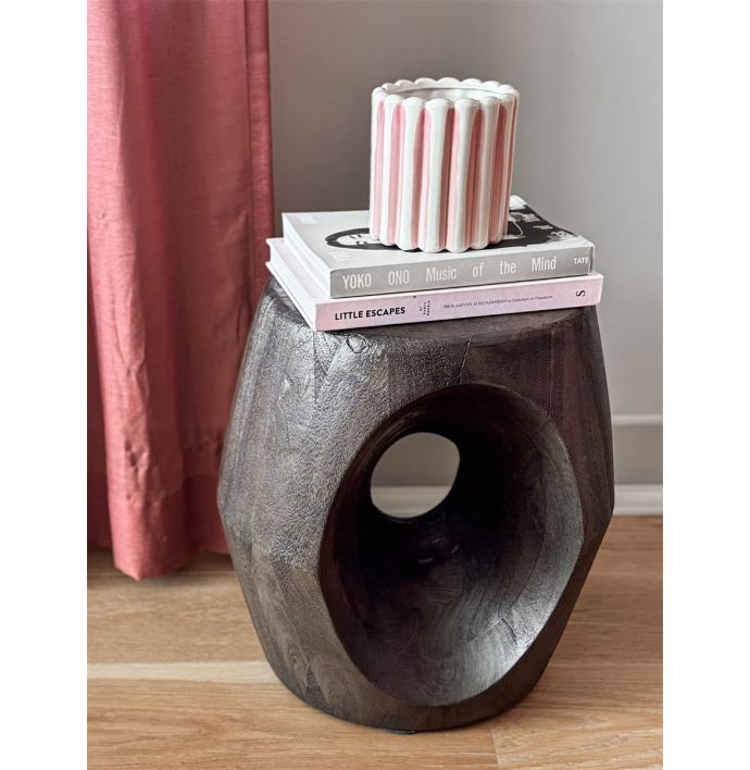 Aardewerk bloempot stripes roze