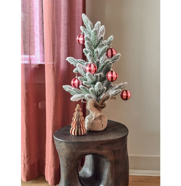 Papieren kerstboom wit met rood 