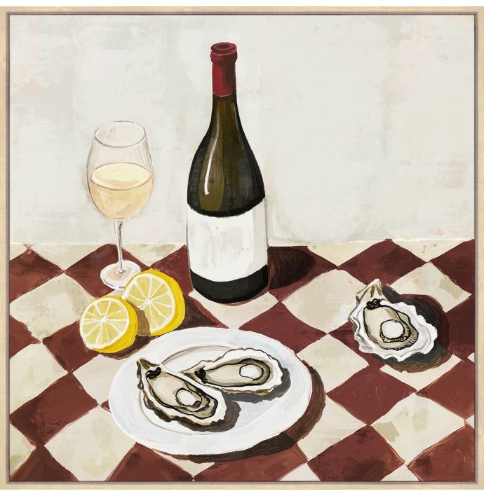 Schilderij Oysters and Wine
