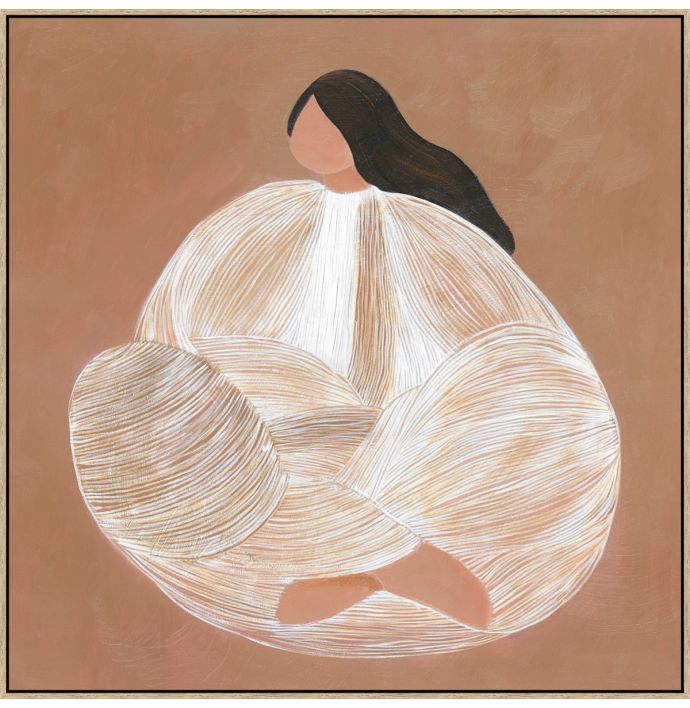 Schilderij vrouw kleermakerszit