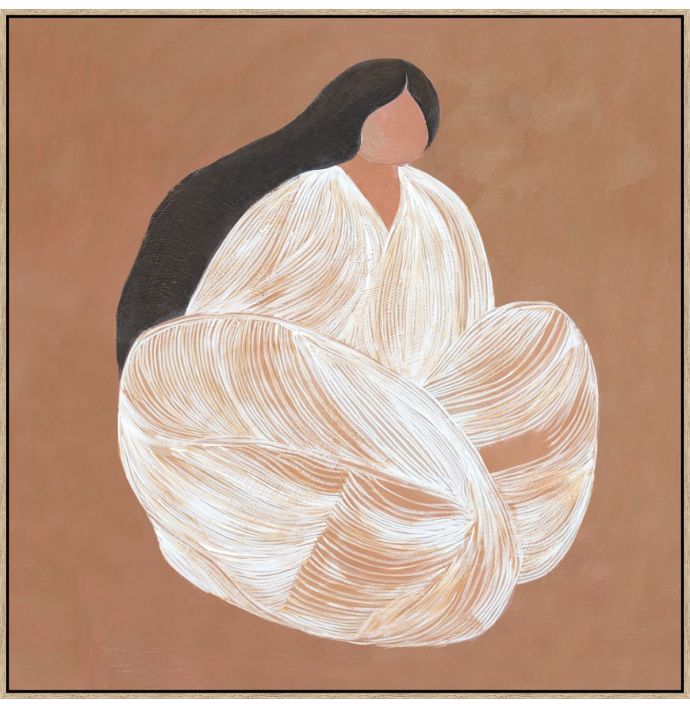 Schilderij vrouw kleermakerszit