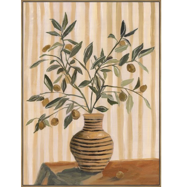 Schilderij vaas met olijf