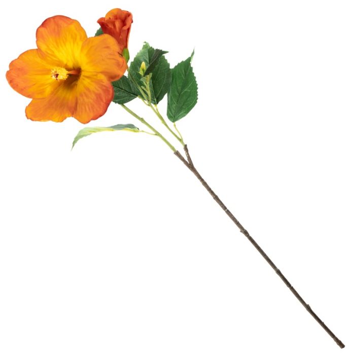 Kunstbloem Hibiscus 67cm oranje