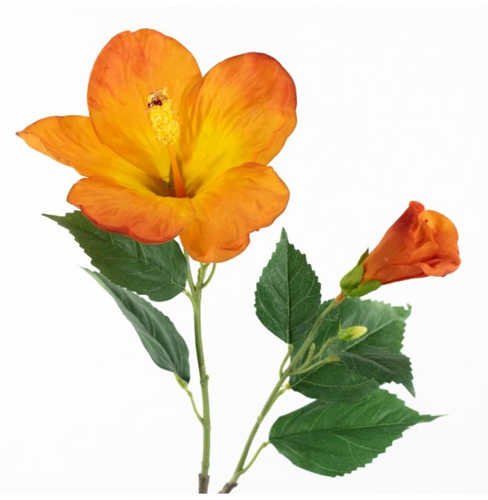 Kunstbloem Hibiscus 67cm oranje