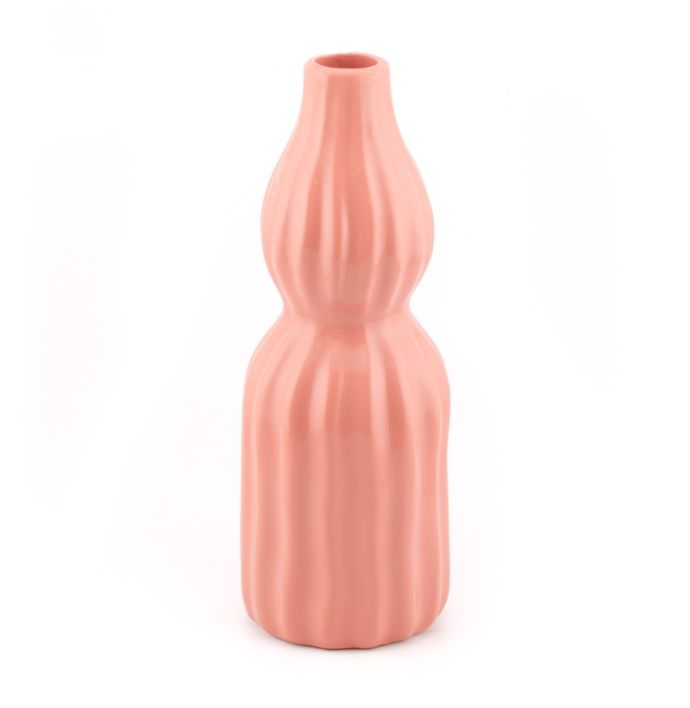Aardewerk vaas stripes peach