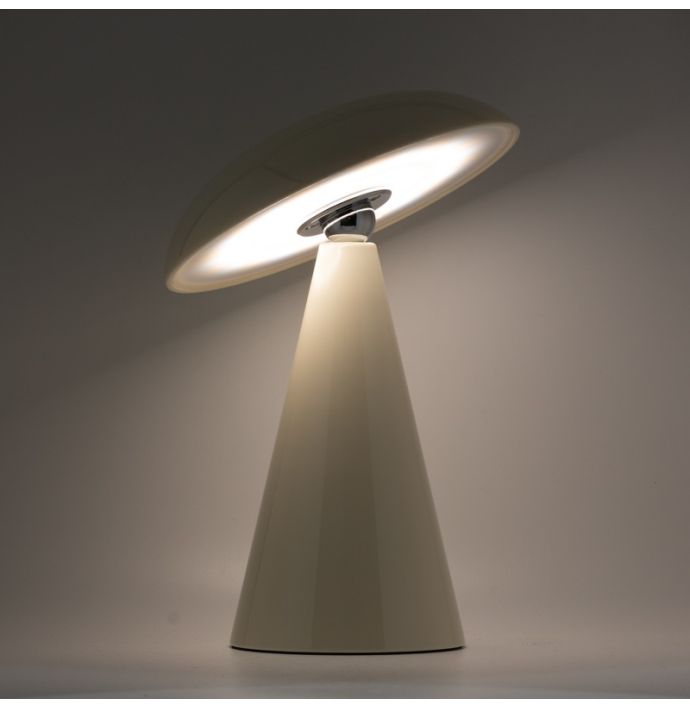 Bureaulamp Mushie LED op accu wit, afneembare kap
