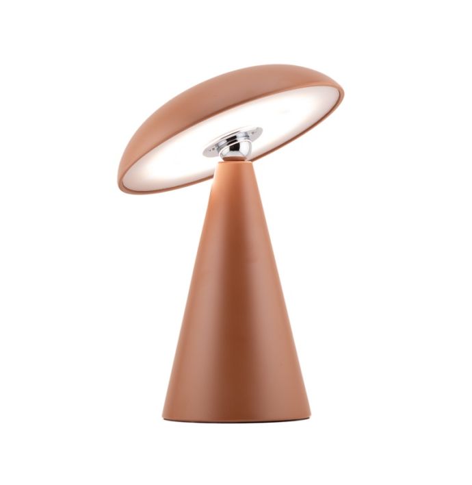 Bureaulamp Mushie LED op accu mat aubern, afneembare kap