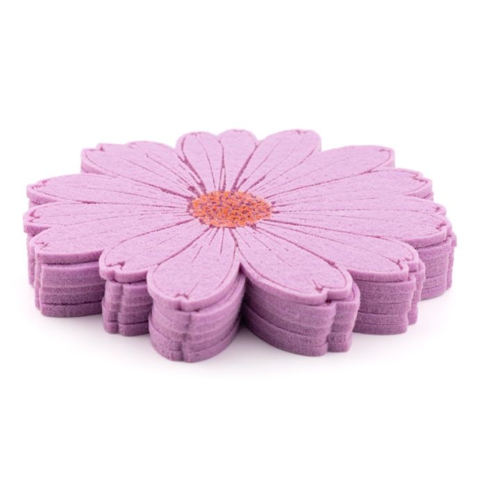 Vilten onderzetter set van 6 paars