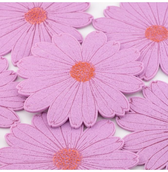 Vilten onderzetter set van 6 paars