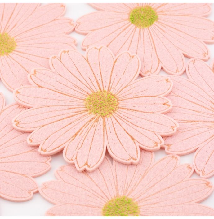 Vilten onderzetter set van 6 roze