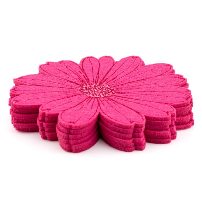 Vilten onderzetter set van 6 rood