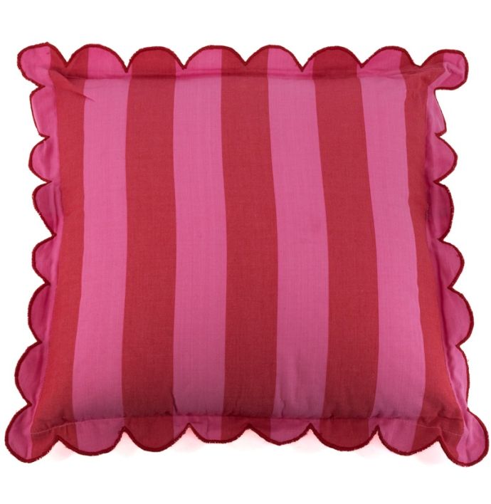 Kussen frills striped roze