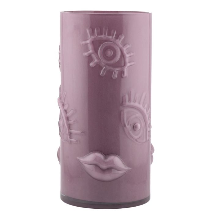 Glazen vaas lips + eyes burgundy