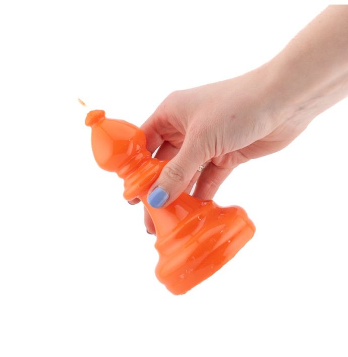 Kaars schaakstuk loper oranje