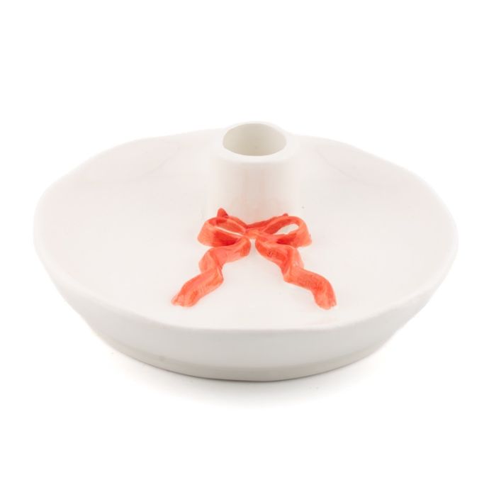 Aardewerk kaarsenstandaard plateau bow L