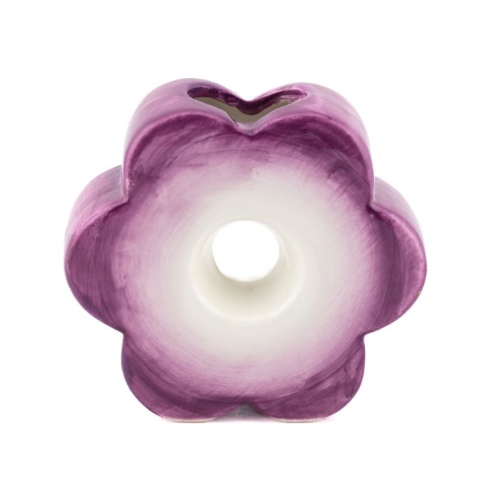 Aardewerk vaas flower paars