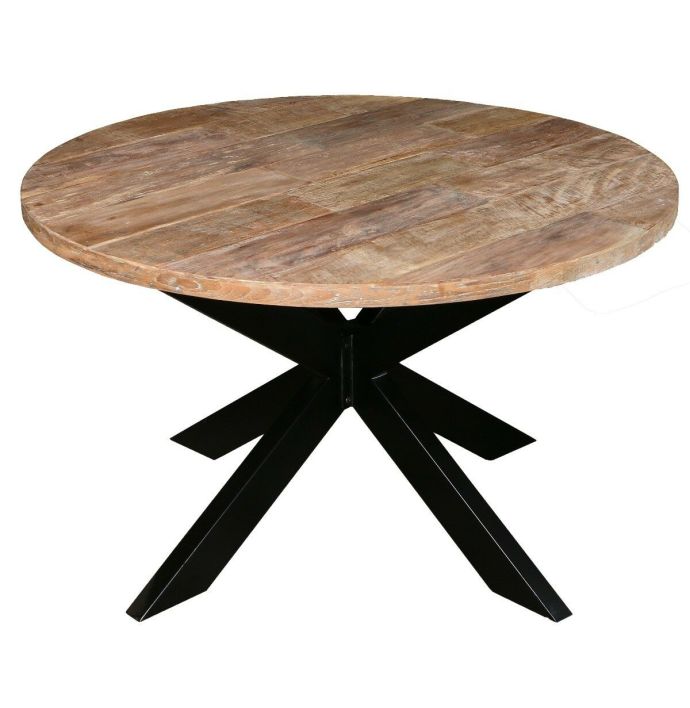Eettafel James rond met metalen matrixpoot