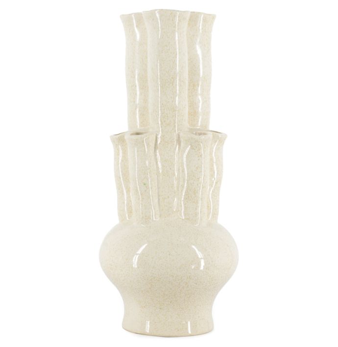 Aardewerk tulpenvaas L beige