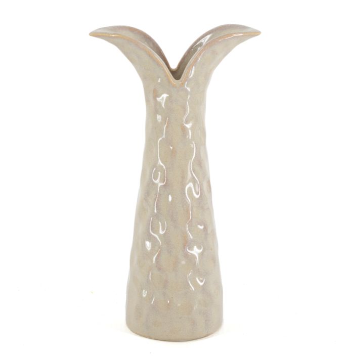 Aardewerk vaas tail beige