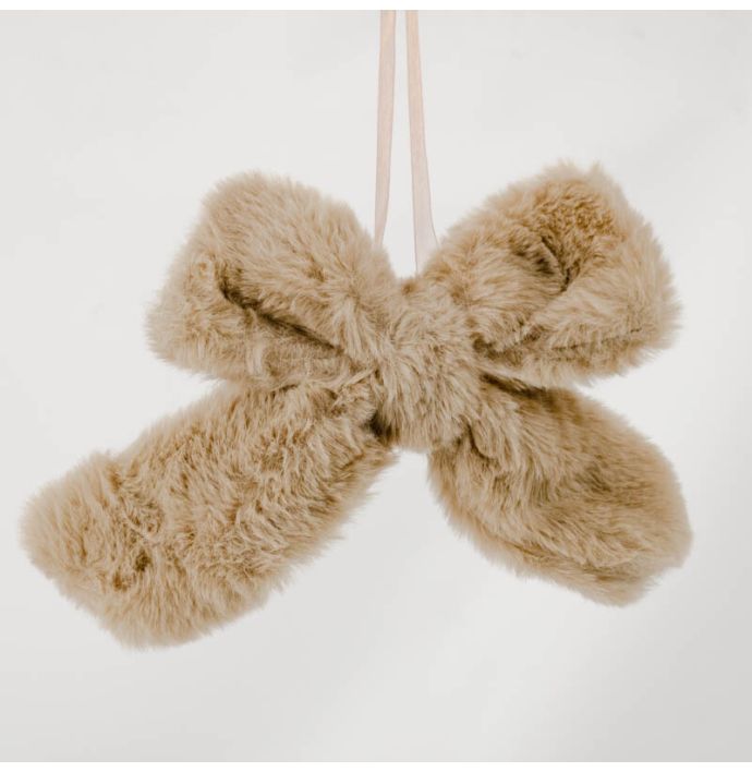 Decoratie strik hanger taupe