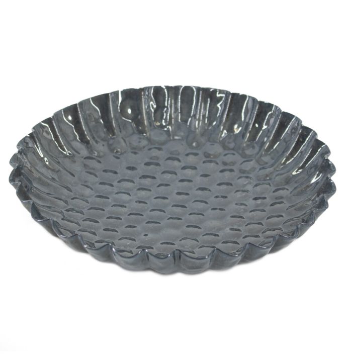 Metalen schaaltje honeycomb blue