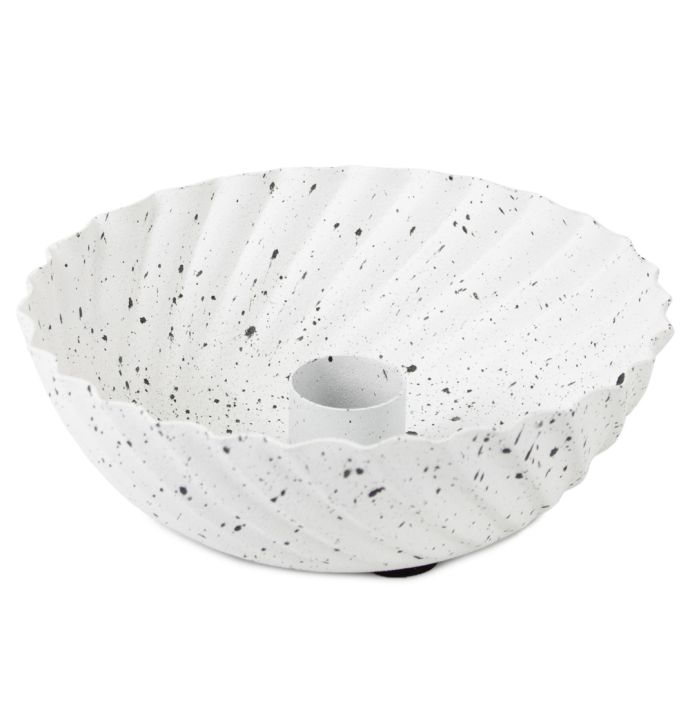 Metalen kaarsenstandaard bowl white dots