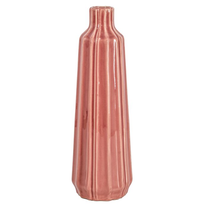Aardewerk vaas Stripes pink