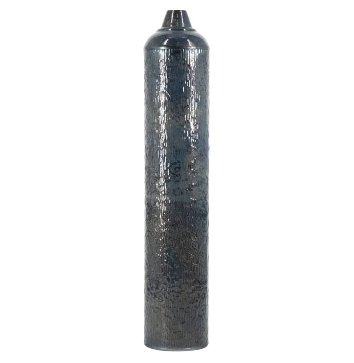 Metalen vaas striped blue stone