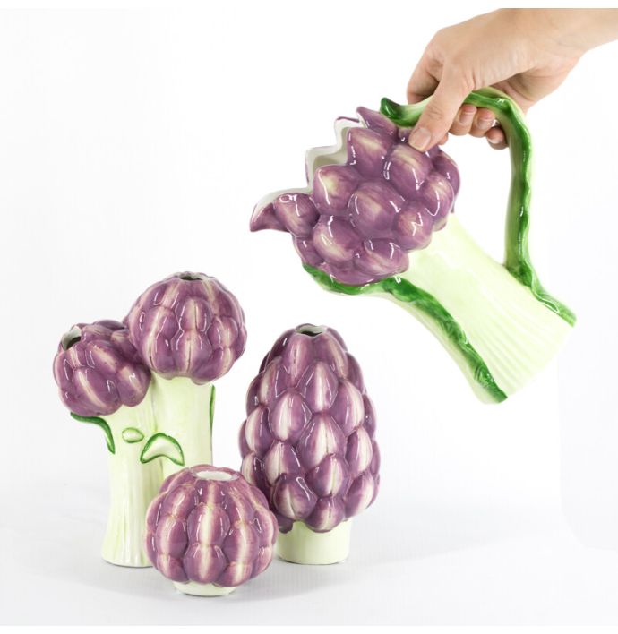 Aardewerk kaarsenstandaard artichok