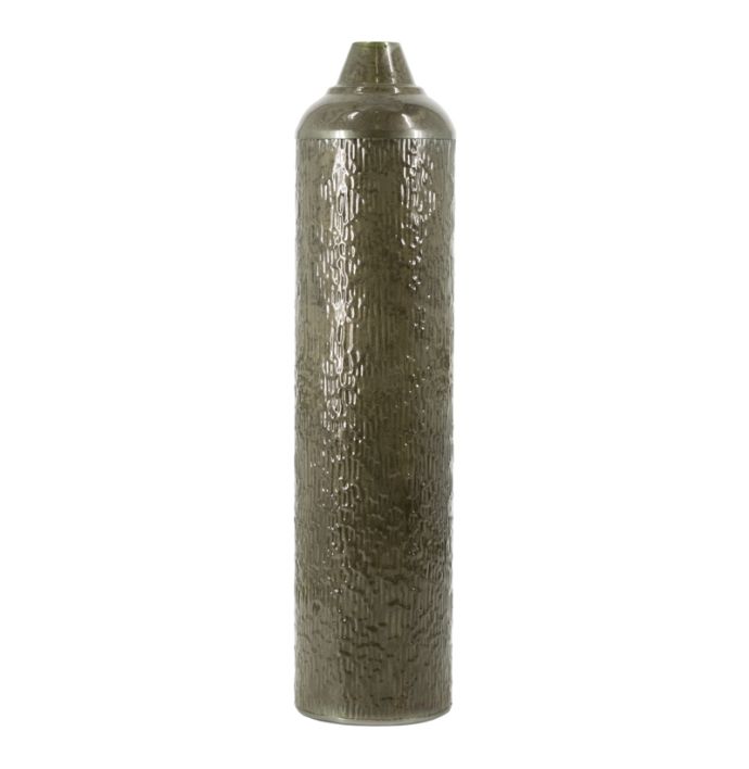 Metalen vaas striped olive stone