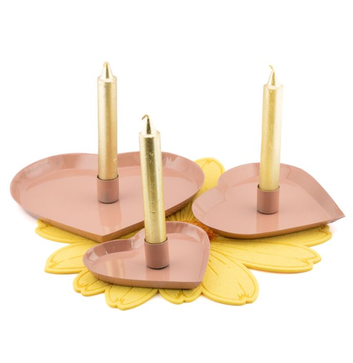 Kaarsenstandaard hart roze 20cm