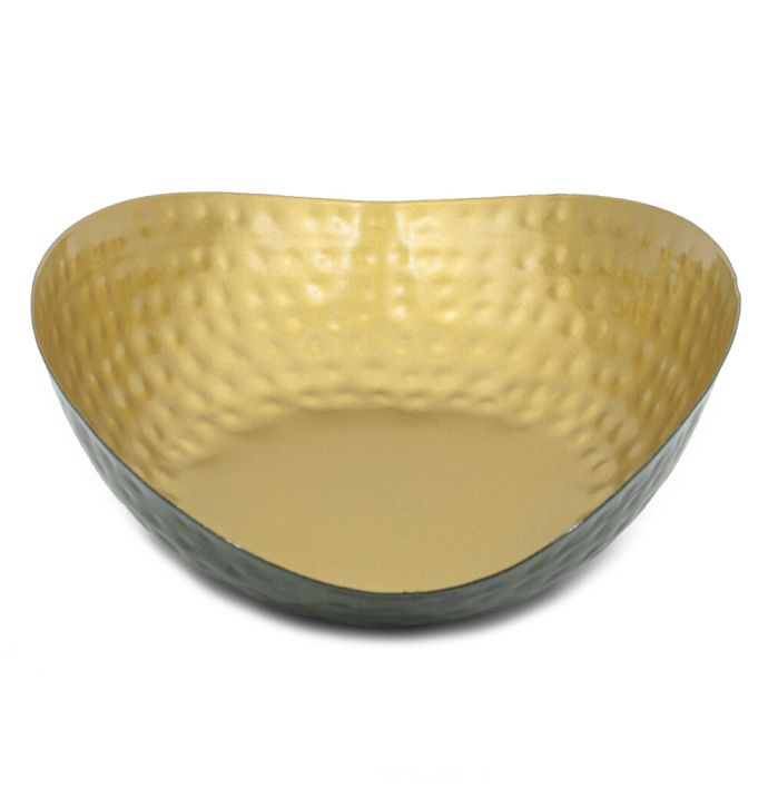 Metalen tray druppel groen met goud