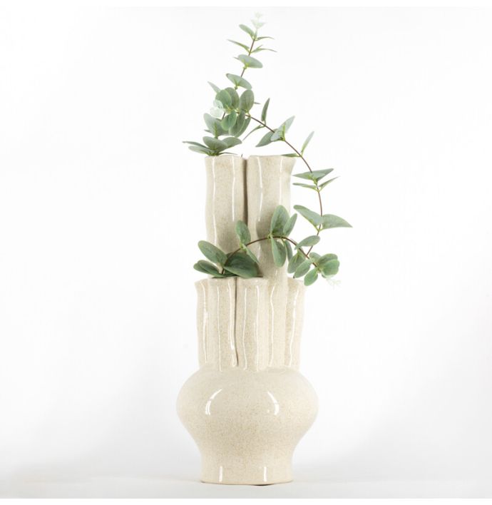 Aardewerk tulpenvaas L beige