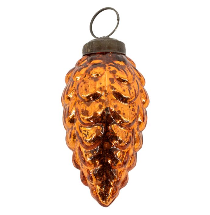 Glazen dennenappel copper