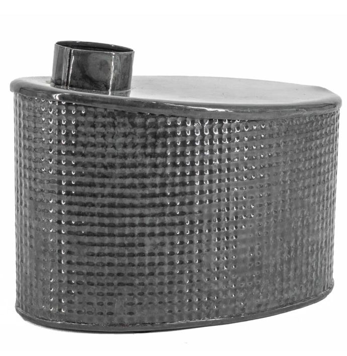 Metalen vaas ovaal blue stone