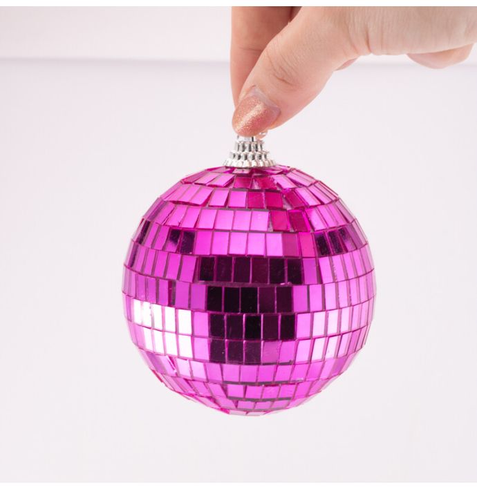 Set van 6 discoballen - Fuchsia - 8cm