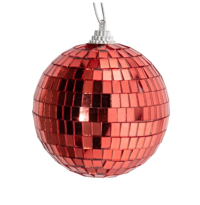 Set van 6 discoballen 8cm rood